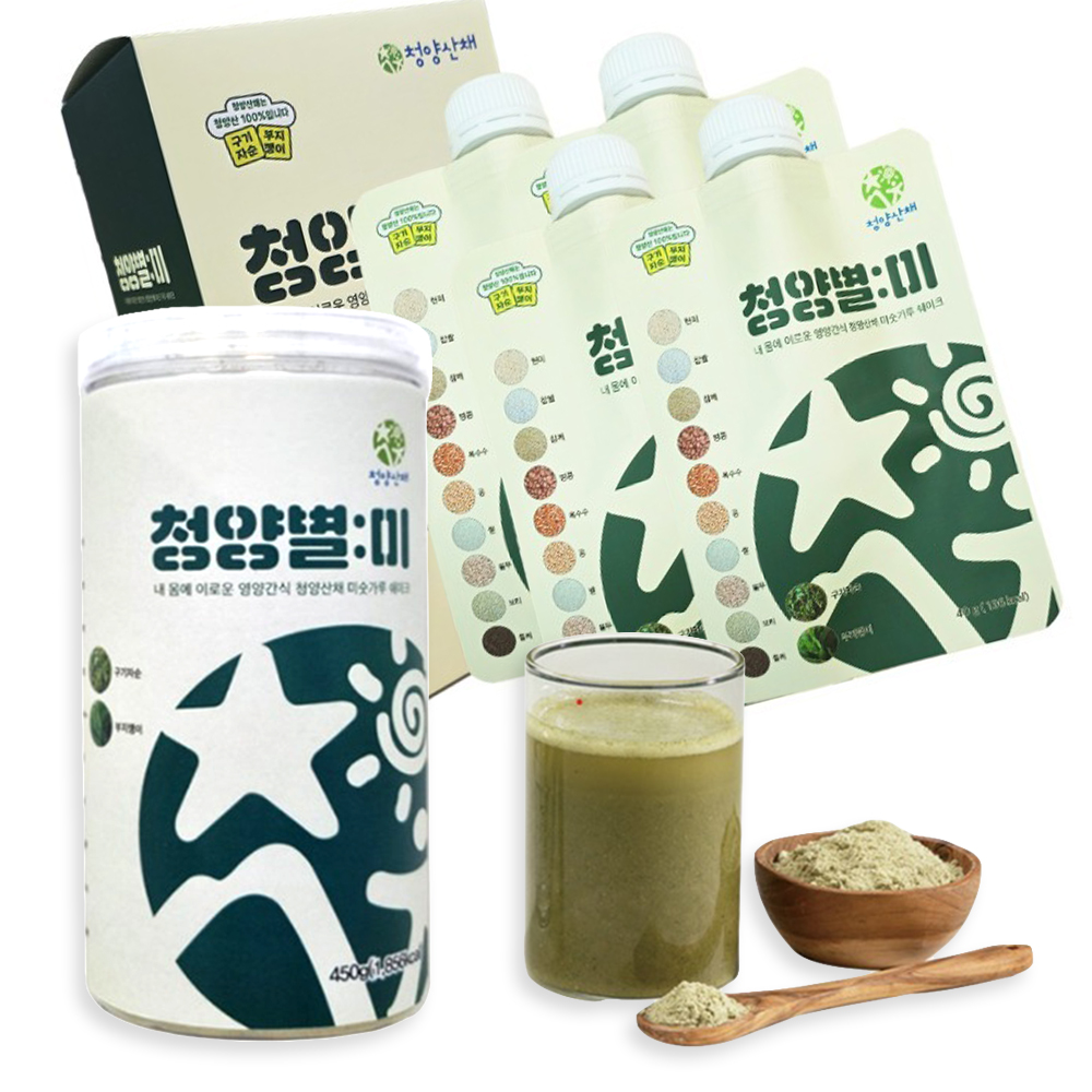 (청양군지역활성화재단) 청양산채 곡물 산채 미숫가루 쉐이크 청양별미 선물세트(40gx4개입), 대용량(450g) 