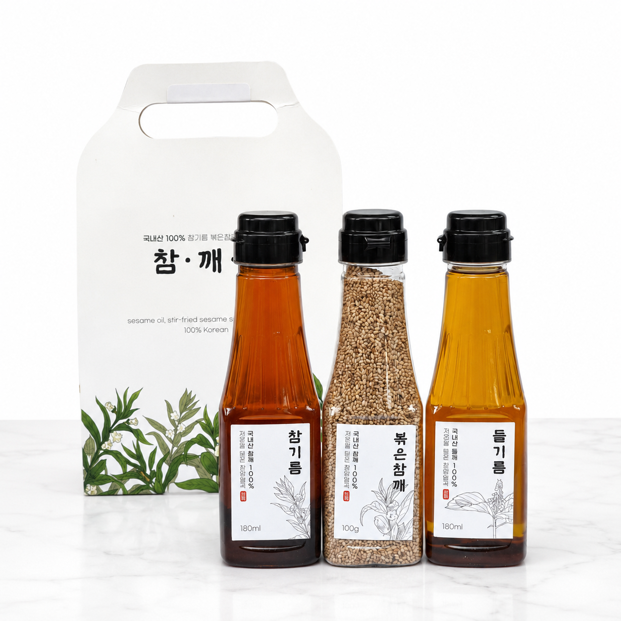 (사자산영농조합법인)참기름 들기름 볶음참깨 선물세트(국산100%)