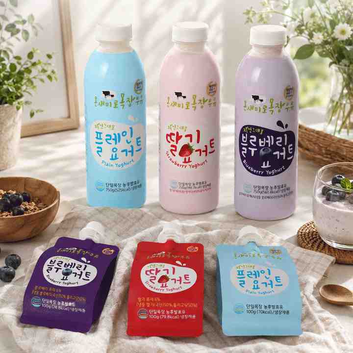(26년 추석)(온새미로목장우유) 자연그대로 요거트/파우치 (플레인/블루베리/딸기)