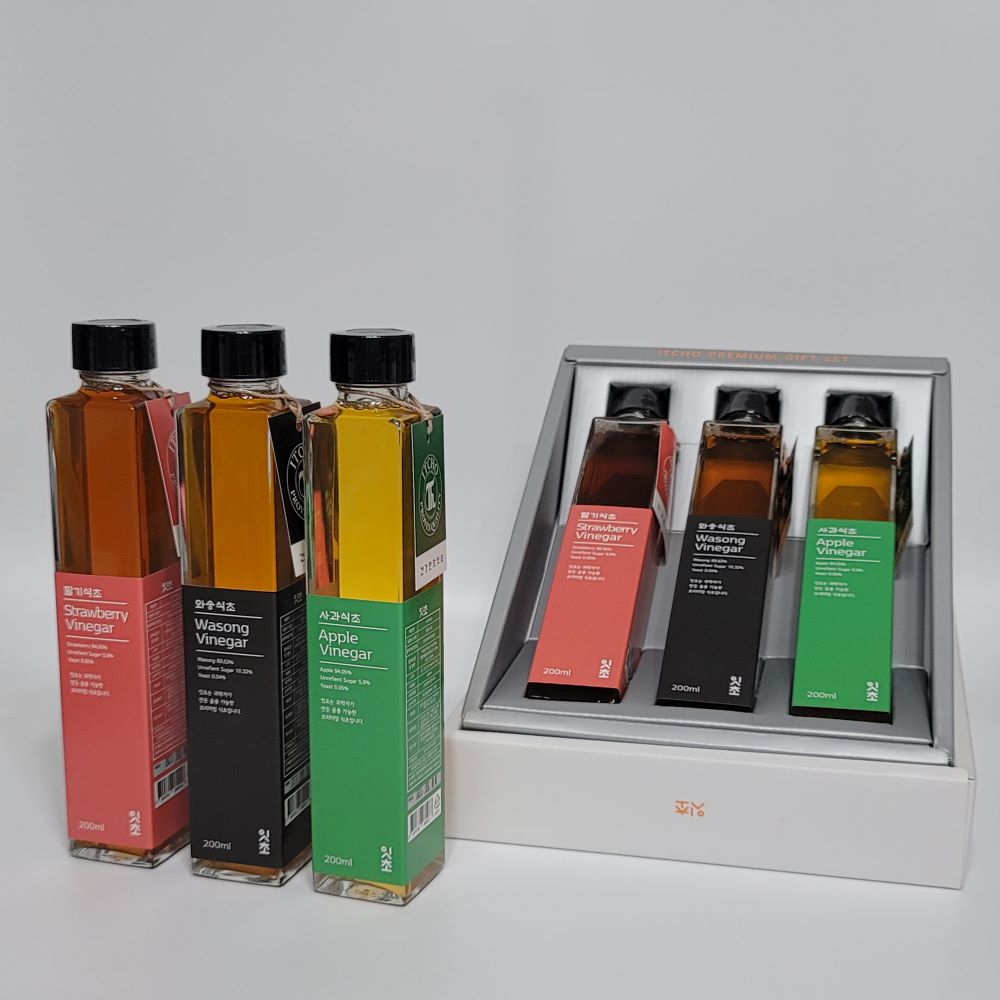 (26년 희망드림)(잇초) 프리미엄 딸기+와송+사과 식초 200ml 3종 세트